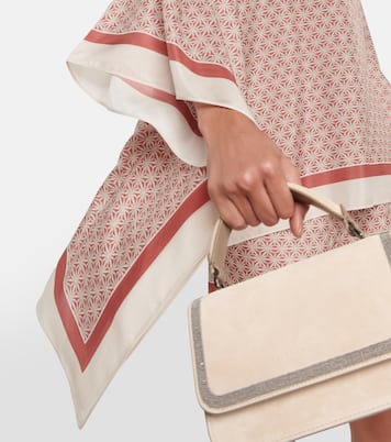 Embellished printed silk top | Brunello Cucinelli