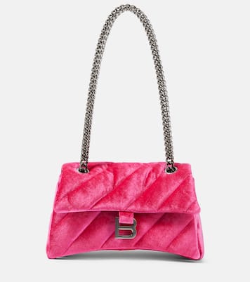Borsa a spalla Hourglass XS in velluto | Balenciaga