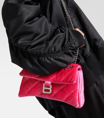 Borsa a spalla Hourglass XS in velluto | Balenciaga