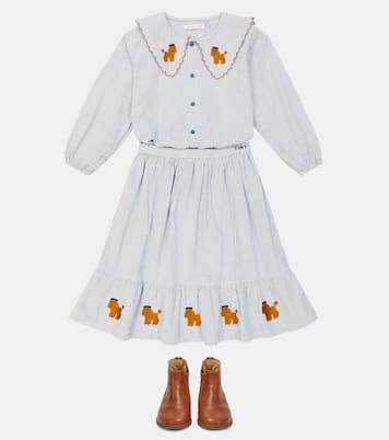 Jupe Tiny Poodle en coton à carreaux | Tinycottons