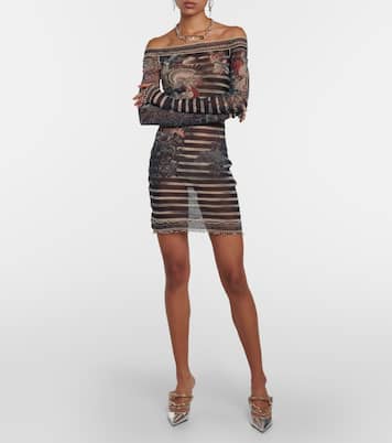 X Jean Paul Gaultier Verzierte Mules aus Metallic-Leder | Jimmy Choo
