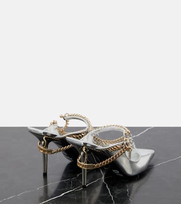 X Jean Paul Gaultier Verzierte Mules aus Metallic-Leder | Jimmy Choo