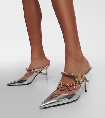 X Jean Paul Gaultier Verzierte Mules aus Metallic-Leder | Jimmy Choo