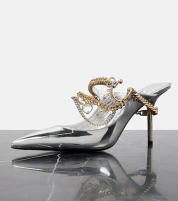X Jean Paul Gaultier Verzierte Mules aus Metallic-Leder | Jimmy Choo