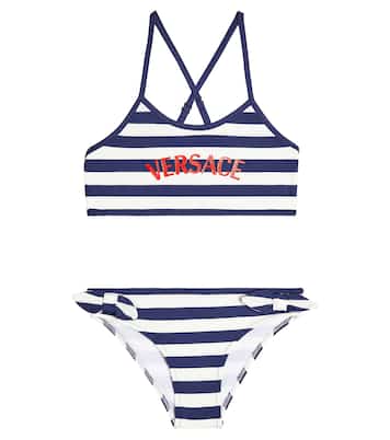 Bikini a rayas con logo | Versace Kids