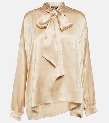 Blouse en jacquard de soie à logo | Balenciaga