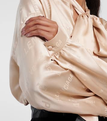 Blouse en jacquard de soie à logo | Balenciaga