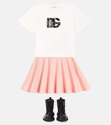 Falda flared de algodón plisada | Dolce&Gabbana Kids