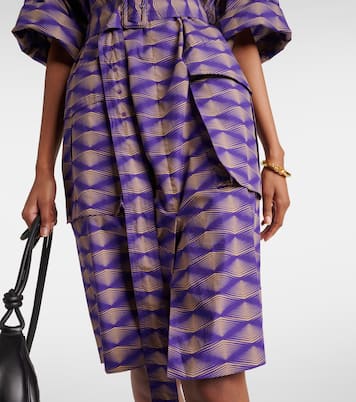Abito midi in popeline di cotone con stampa | Dries Van Noten