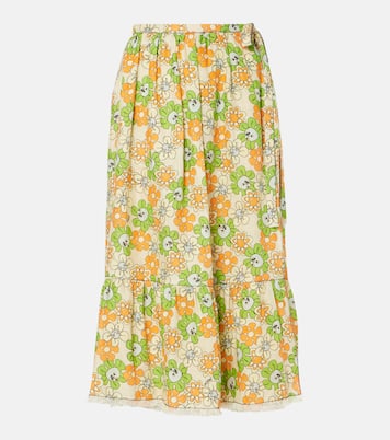 Falda midi de lino floral | Marni