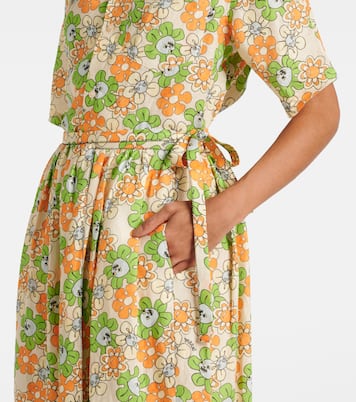Falda midi de lino floral | Marni