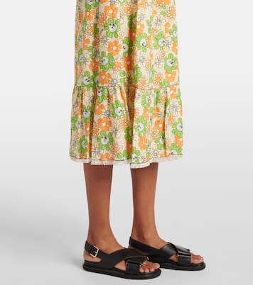 Falda midi de lino floral | Marni