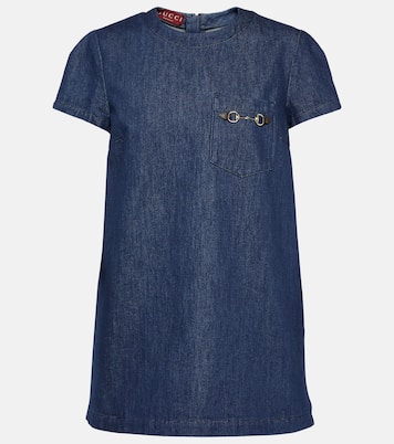 Vestido corto de denim con Horsebit | Gucci