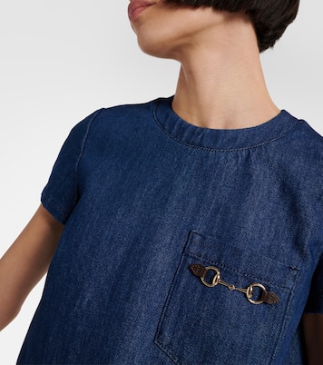 Vestido corto de denim con Horsebit | Gucci