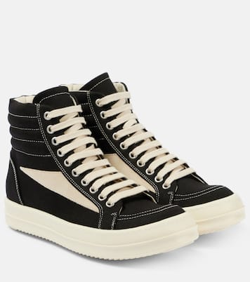 Suede-trimmed denim high-top sneakers | Rick Owens