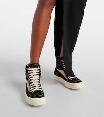 Suede-trimmed denim high-top sneakers | Rick Owens