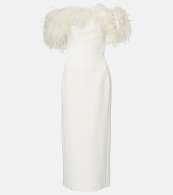 Robe midi de mariée à plumes | David Koma