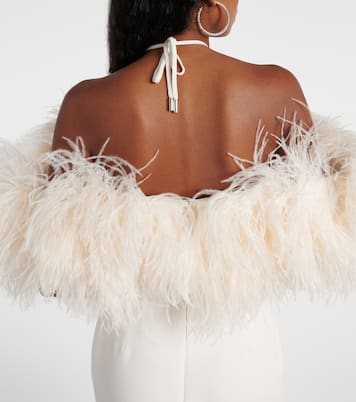 Robe midi de mariée à plumes | David Koma