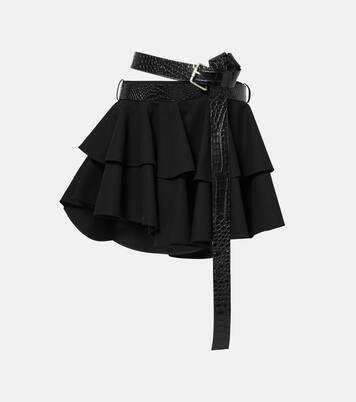 Minifalda de algodón con volantes y cinturón | Loewe