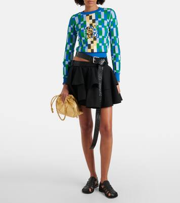 Minifalda de algodón con volantes y cinturón | Loewe