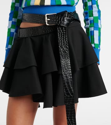 Minifalda de algodón con volantes y cinturón | Loewe