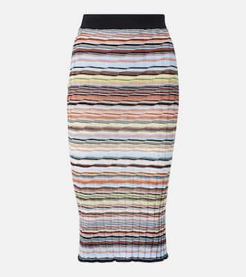 Falda midi de mezcla de algodón a rayas | Missoni