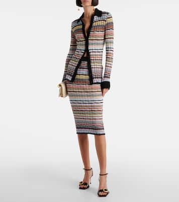 Falda midi de mezcla de algodón a rayas | Missoni