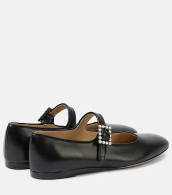 Pearl-embellished leather Mary Jane flats | Le Monde Béryl