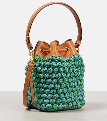 VLogo Mini raffia-effect bucket bag | Valentino Garavani