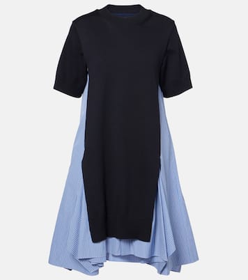 Abito midi in popeline di misto cotone | Sacai