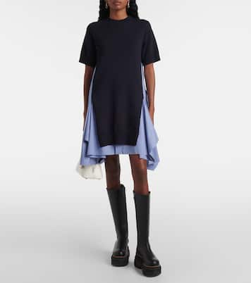 Abito midi in popeline di misto cotone | Sacai