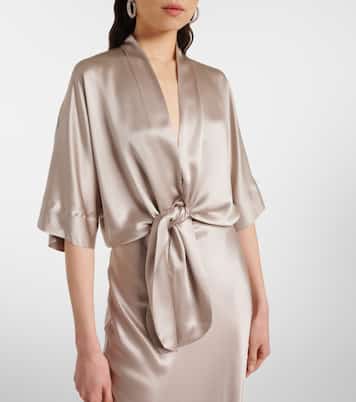 Blusa in raso di seta con ruches | The Sei