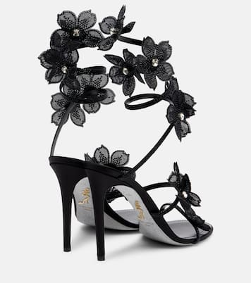 Floriane floral-appliqué satin sandals  | Rene Caovilla