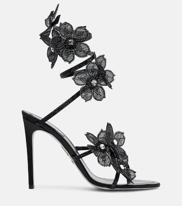 Floriane floral-appliqué satin sandals  | Rene Caovilla