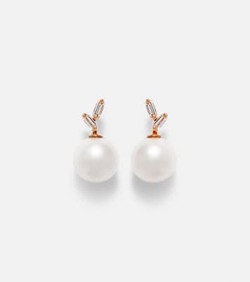 Boucles d’oreilles en or rose 18 ct, diamants et perles | Suzanne Kalan