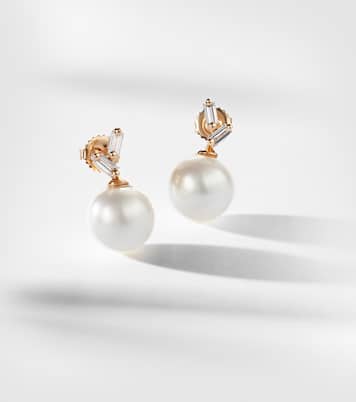 Boucles d’oreilles en or rose 18 ct, diamants et perles | Suzanne Kalan