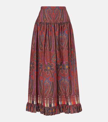 Printed high-rise cotton maxi skirt | Valentino