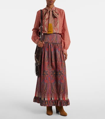 Printed high-rise cotton maxi skirt | Valentino