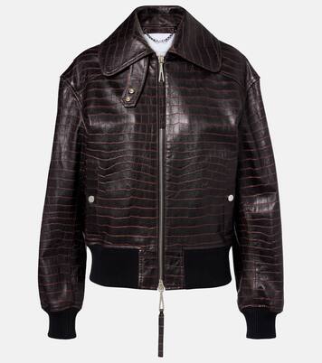Croc-effect leather blouson jacket | Rabanne