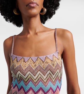 Vestido corto de lamé en zigzag | Missoni
