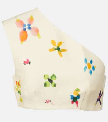 Sidi printed linen-blend crop top | Alémais