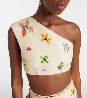 Sidi printed linen-blend crop top | Alémais