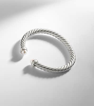 Armreif Cable Flex® aus Sterlingsilber mit Diamanten und Süßwasserperlen | David Yurman