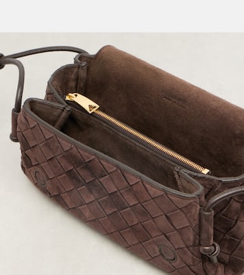 Notturno Intrecciato Small suede crossbody bag | Bottega Veneta