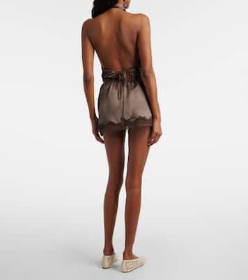 Lace-trimmed silk satin miniskirt | Magda Butrym