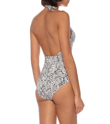 Mombasa snake-effect halter swimsuit | Heidi Klein