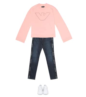 Logo cotton-blend sweatshirt | Emporio Armani Kids