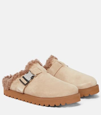 Mon suede and faux shearling slippers | Moncler