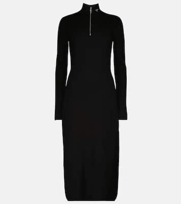 Abito midi in misto lana con zip | Prada