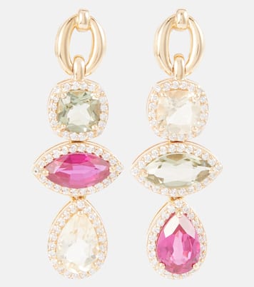 Boucles d’oreilles Catena Triple Stone en or 18 ct avec saphir, rubellite, améthyste et diamants | Nadine Aysoy